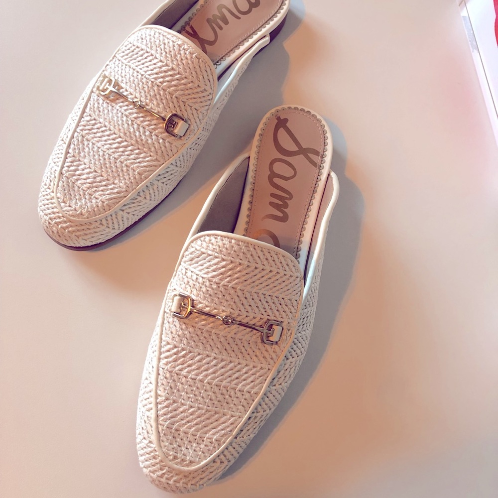 Sam Edelman White Slip on Mules